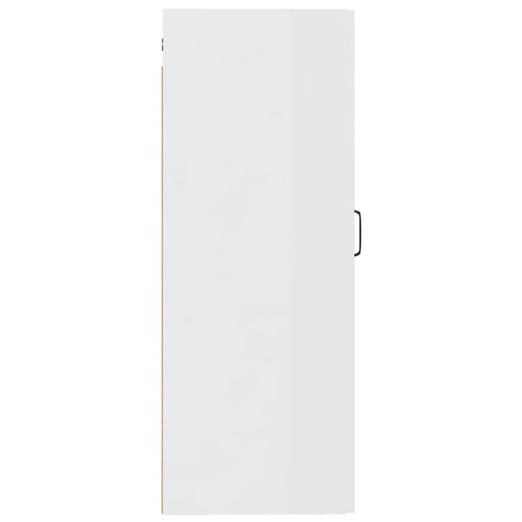 vidaXL Ντουλάπι Κρεμαστό Γυαλ. Λευκό 35x34x90 εκ. Επεξεργασμένο Ξύλο