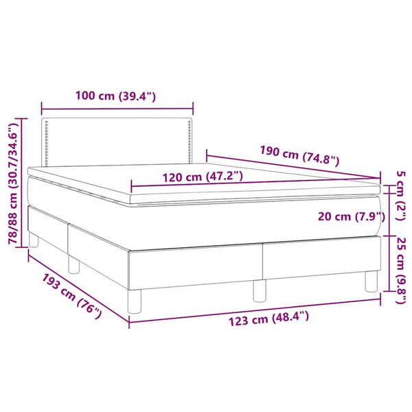 vidaXL Κρεβάτι Boxspring με Στρώμα & LED Λευκό 120x190 εκ. Συνθ. Δέρμα