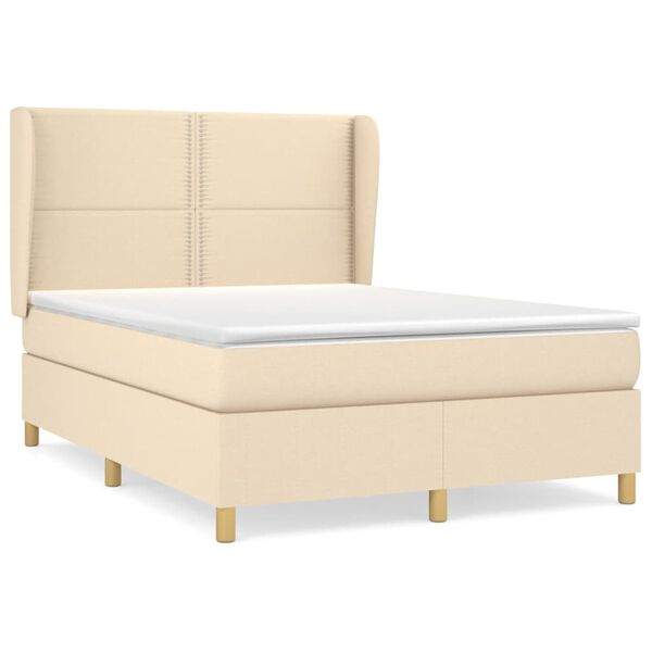 vidaXL &Kappa;&rho;&epsilon;&beta;ά&tau;&iota; Boxspring &mu;&epsilon; &Sigma;&tau;&rho;ώ&mu;&alpha; &Kappa;&rho;&epsilon;&mu; 140x190 &epsilon;&kappa;. &Upsilon;&phi;&alpha;&sigma;&mu;ά&tau;&iota;&nu;&omicron;