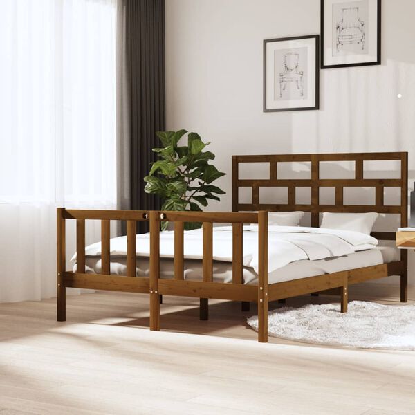 vidaXL Πλαίσιο Κρεβατιού Καφέ Μελί 160 x 200 εκ. από Μασίφ Ξύλο Πεύκου