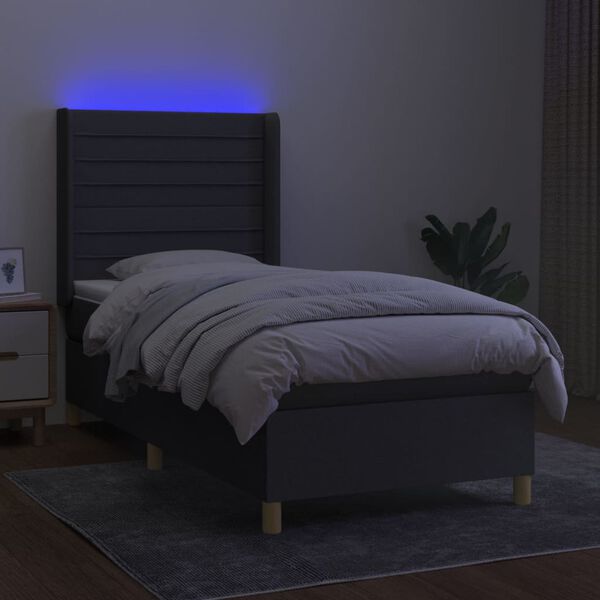 vidaXL &Kappa;&rho;&epsilon;&beta;ά&tau;&iota; Boxspring &mu;&epsilon; &Sigma;&tau;&rho;ώ&mu;&alpha; & LED &Sigma;&kappa;.&Gamma;&kappa;&rho;&iota; 100x200 &epsilon;&kappa; &Upsilon;&phi;&alpha;&sigma;&mu;ά&tau;&iota;&nu;&omicron;