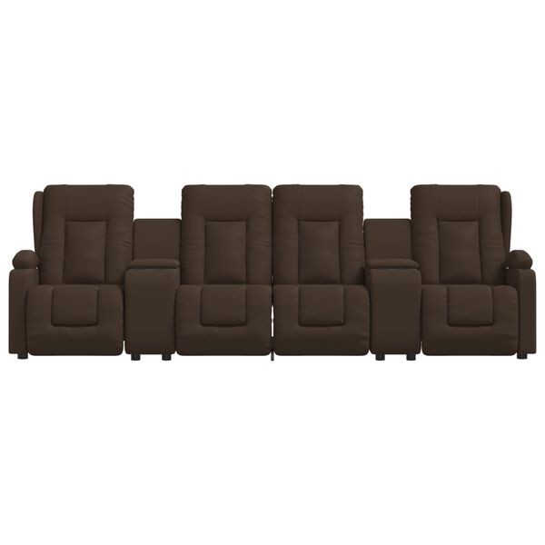 vidaXL Πολυθρόνα Μασάζ Τετραθέσια Ποτηροθήκη Ανακλ. Καφέ Συνθ. Δέρμα