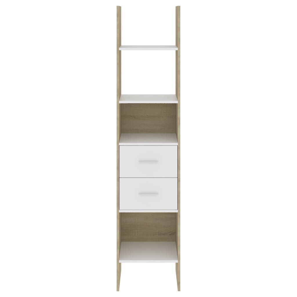 vidaXL Βιβλιοθήκη Λευκό/Sonoma Δρυς 40 x 35 x 180 εκ. από Επεξ. Ξύλο
