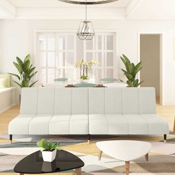 vidaXL Καναπές Κρεβάτι Διθέσιος Κρεμ Βελούδινος