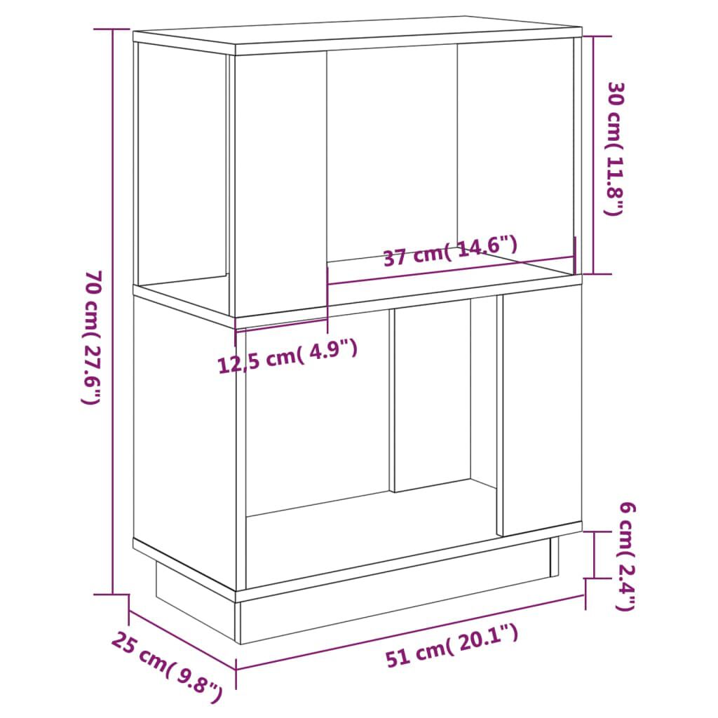 vidaXL Βιβλιοθήκη/Διαχωριστικό Χώρου 51x25x70 εκ. Μασίφ Ξύλο Πεύκου