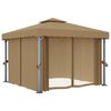 vidaXL Κιόσκι Taupe 3 x 3 μ. από Αλουμίνιο με Κουρτίνα