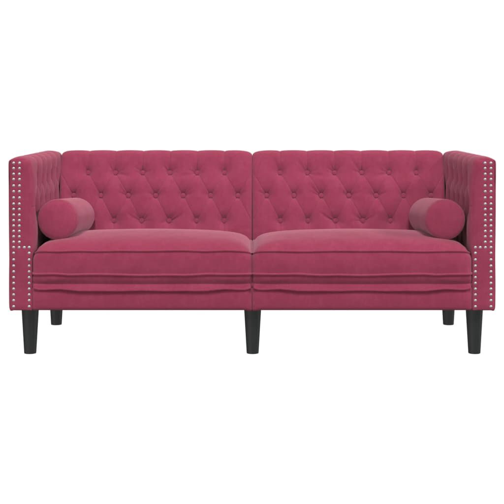 vidaXL Καναπές Διθέσιος Chesterfield με Στηρίγματα Μπορντό Βελούδο