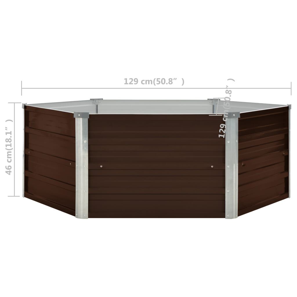 vidaXL Ζαρντινιέρα Ψηλή Καφέ 129 x 129 x 46 εκ. Γαλβανισμένος Χάλυβας