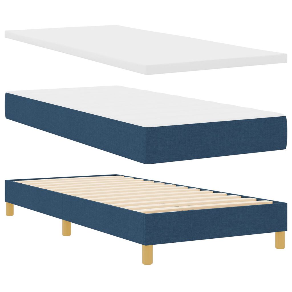 vidaXL Κρεβάτι Box Spring με Μαξιλάρι & LED Μπλε 90x190 εκ. Ύφασμα
