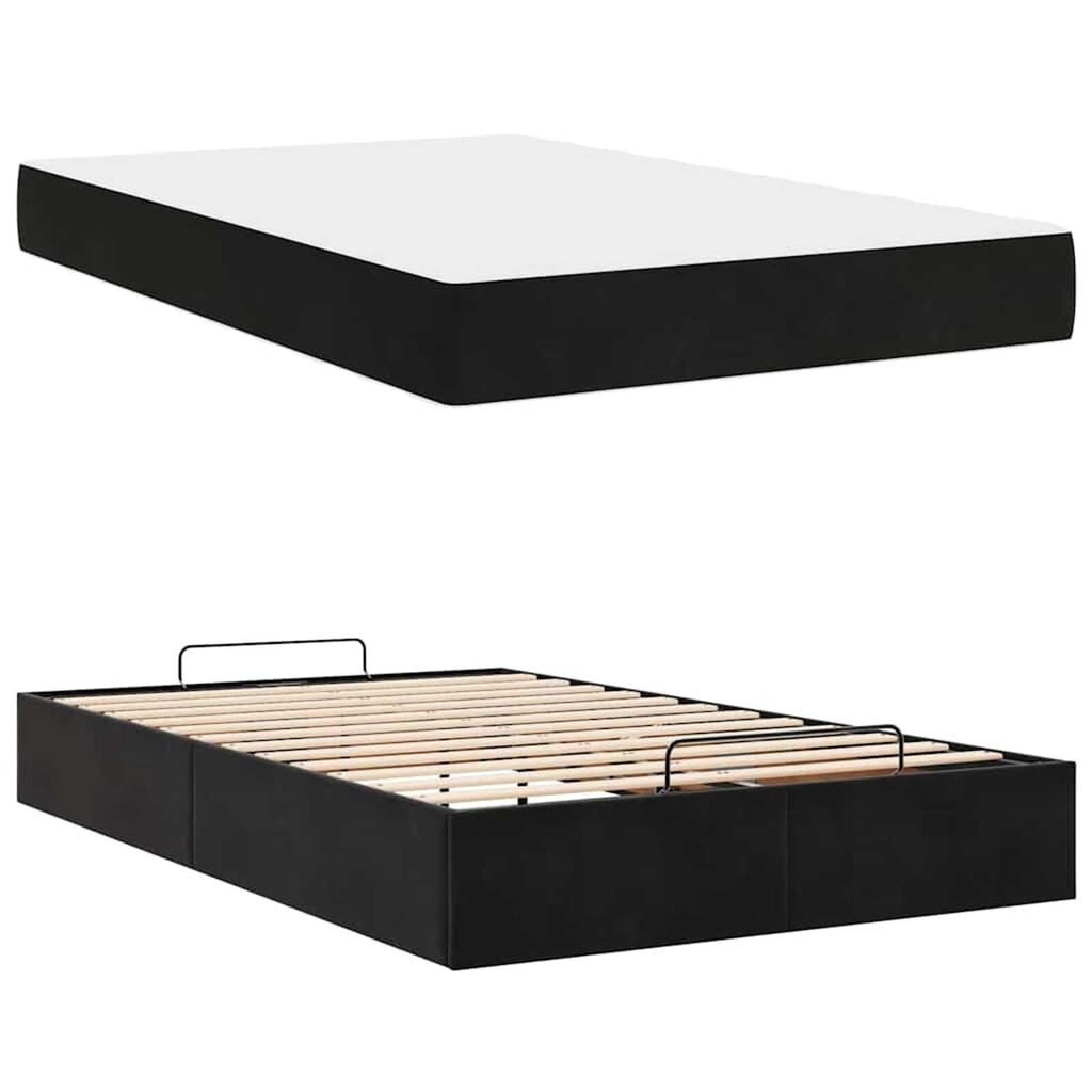 vidaXL Σκελετός Κρεβατιού με στρώμα Μαύρο 140 x 190 cm Βελούδο