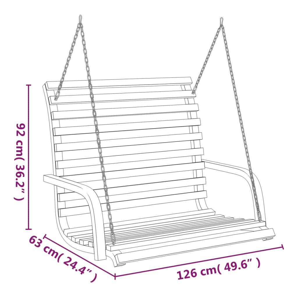 vidaXL Κούνια Παγκάκι 126x63x92 εκ Μασίφ Λυγισμένο Ξύλο Φινίρισμα Teak