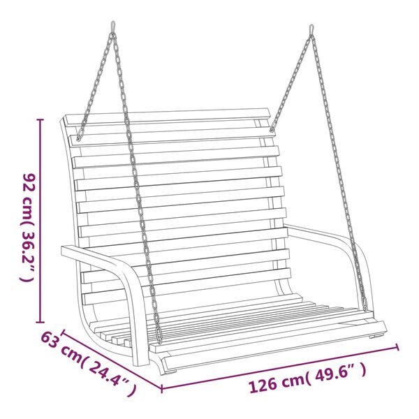 vidaXL Κούνια Παγκάκι 126x63x92 εκ Μασίφ Λυγισμένο Ξύλο Φινίρισμα Teak