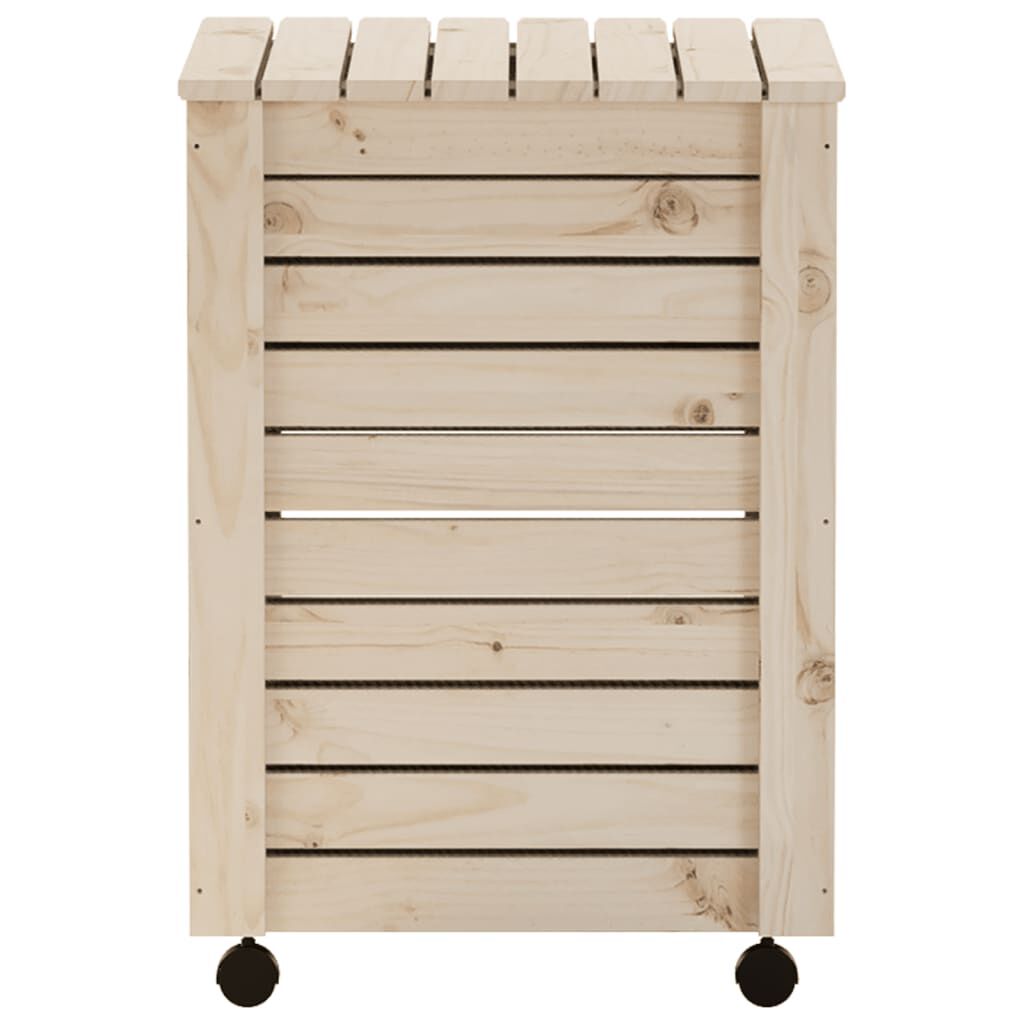 vidaXL Καλάθι Άπλυτων με Τροχούς RANA 45x45x64εκ. Μασίφ Ξύλο Πεύκου