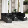 vidaXL Σετ Καναπέ Κήπου 10 pcs Μαύρο 289 x 209 x 85 εκ Πολυ ράταν