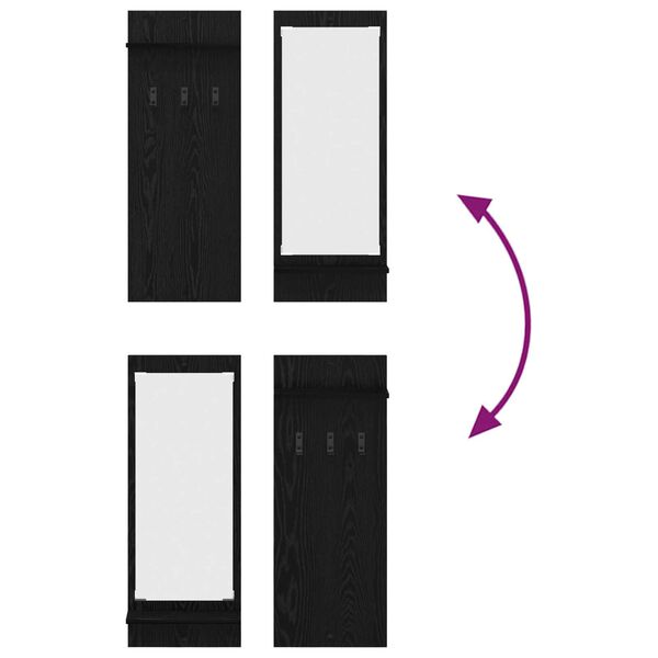 vidaXL Τοίχου Κρεμάστρα Μαύρη Δρυς 70 x 10 x 90 εκ. Επεξεργασμένο ξύλο