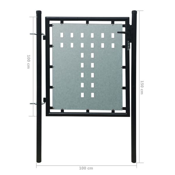 vidaXL Πόρτα Περίφραξης Μονή Μαύρη 100 x 150 εκ.