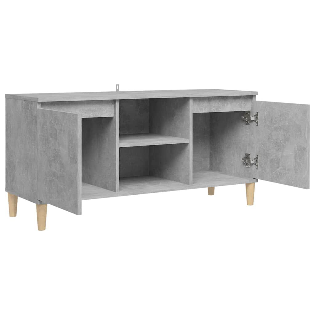 vidaXL Έπιπλο Τηλεόρασης Γκρι Σκυρ. 103,5x30x50εκ & Μασίφ Ξύλινα Πόδια