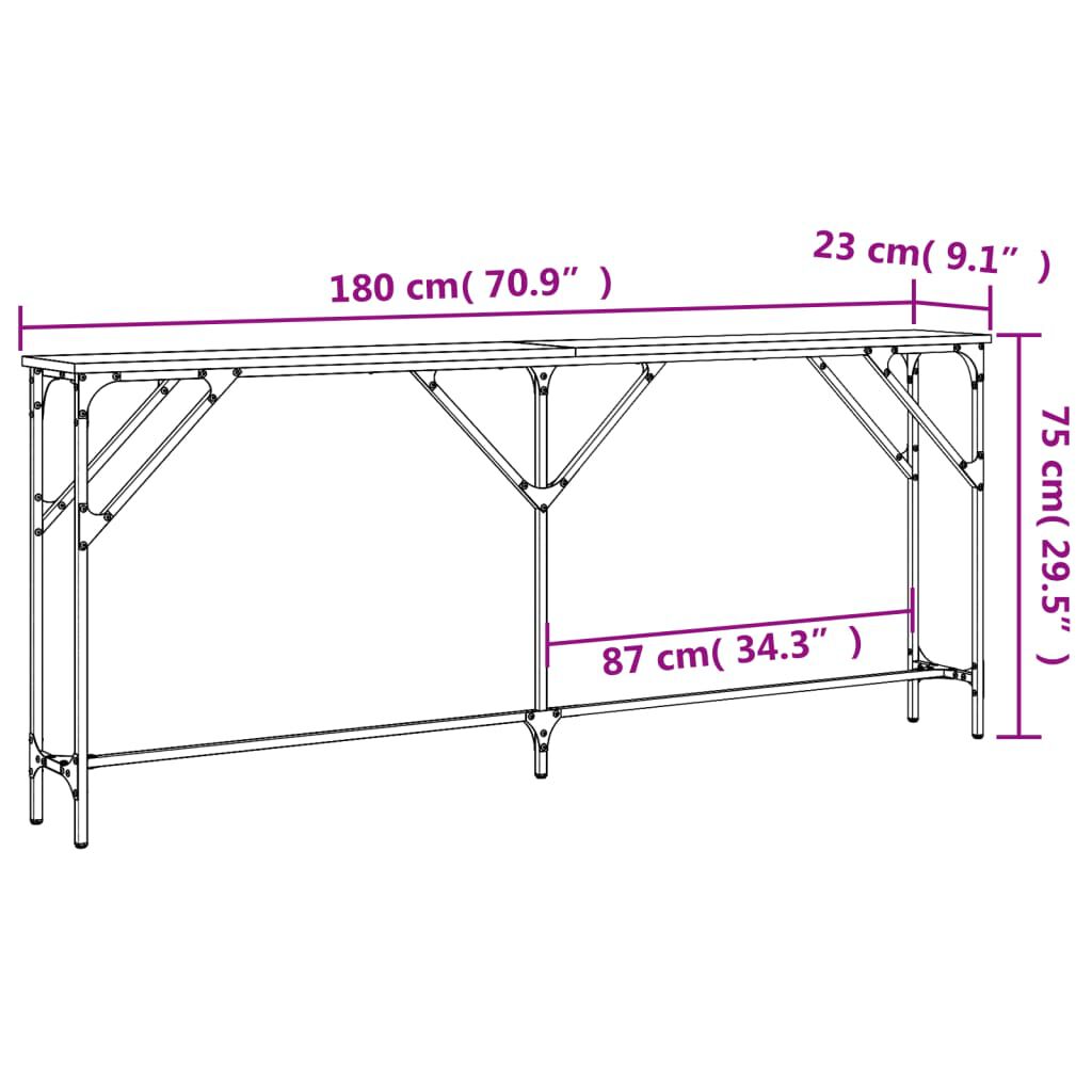vidaXL Τραπέζι Κονσόλα Μαύρο 180 x 23 x 75 εκ. από Επεξεργασμένο Ξύλο