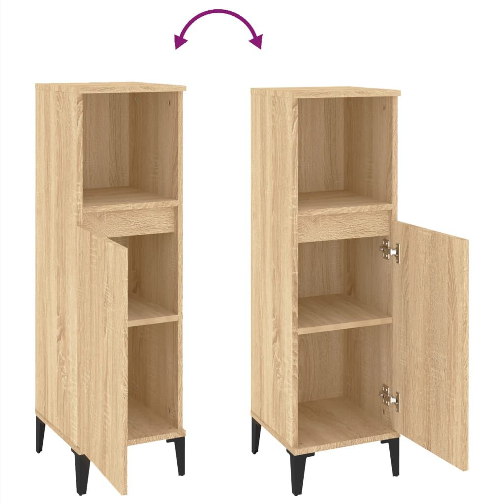 vidaXL Ντουλάπι Μπάνιου Sonoma Δρυς 30x30x100 εκ. Επεξεργασμένο Ξύλο
