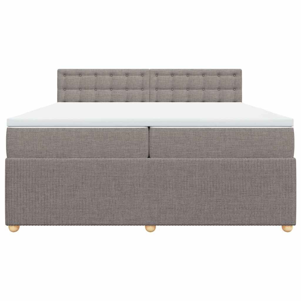 vidaXL Κρεβάτι Boxspring με Στρώμα Taupe 200x200 εκ. Υφασμάτινο