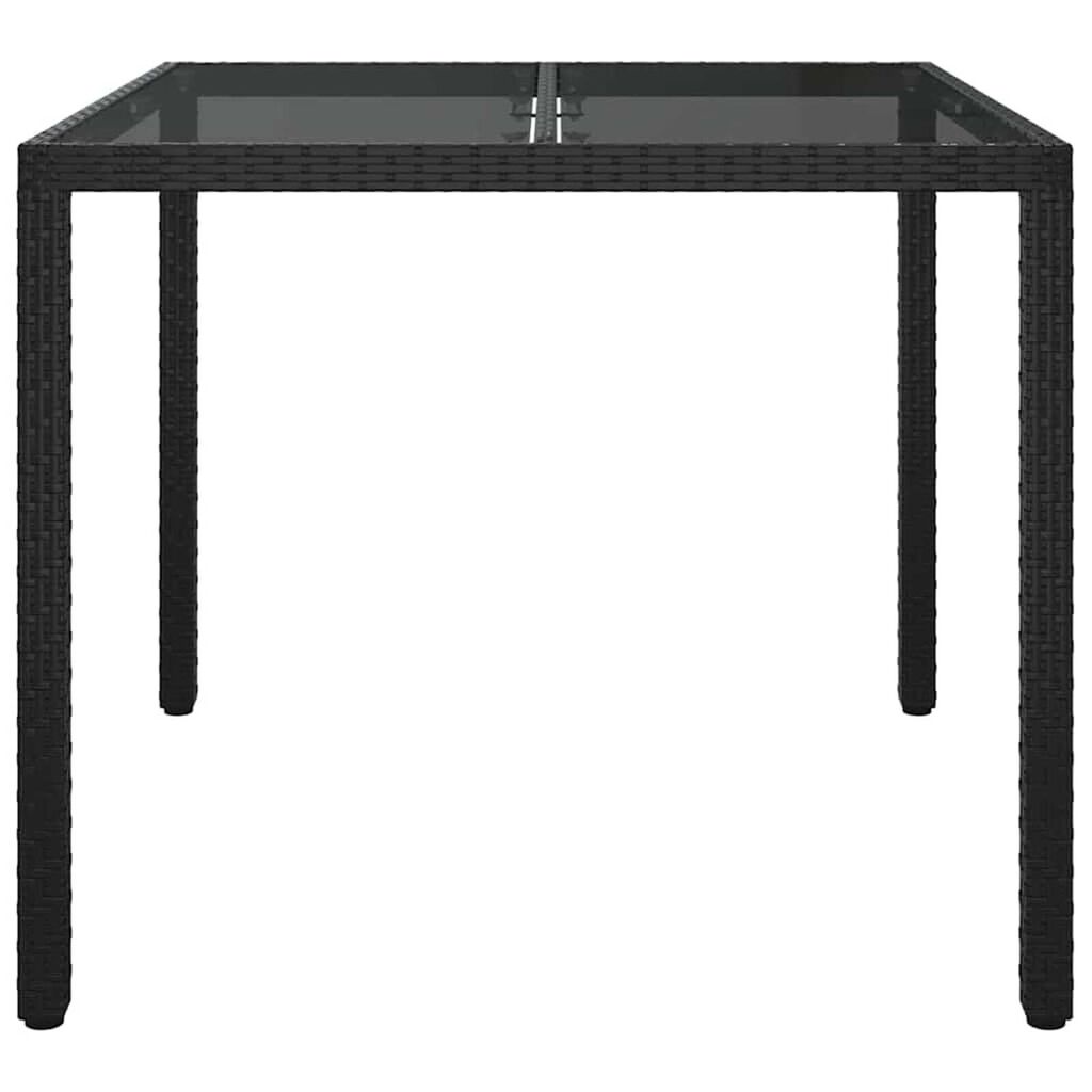 vidaXL Τραπέζι Κήπου για Φαγητό Μαύρο 90 x 90 x 75 cm Πολυ ράταν