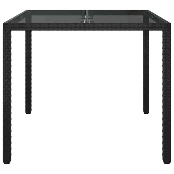 vidaXL Τραπέζι Κήπου για Φαγητό Μαύρο 90 x 90 x 75 cm Πολυ ράταν
