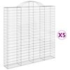 vidaXL Συρματοκιβώτια Τοξωτά 5 τεμ. 200x30x200/220 εκ. Γαλβαν. Ατσάλι