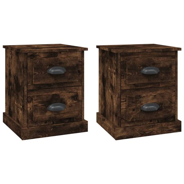 vidaXL Κομοδίνα 2 τεμ. Καπνιστή Δρυς 39x39x47,5 εκ. Επεξεργασμένο Ξύλο