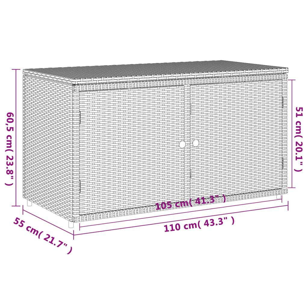 vidaXL Ντουλάπι Αποθήκευσης Κήπου Καφέ 110x55x60,5 εκ. Συνθετικό Ρατάν