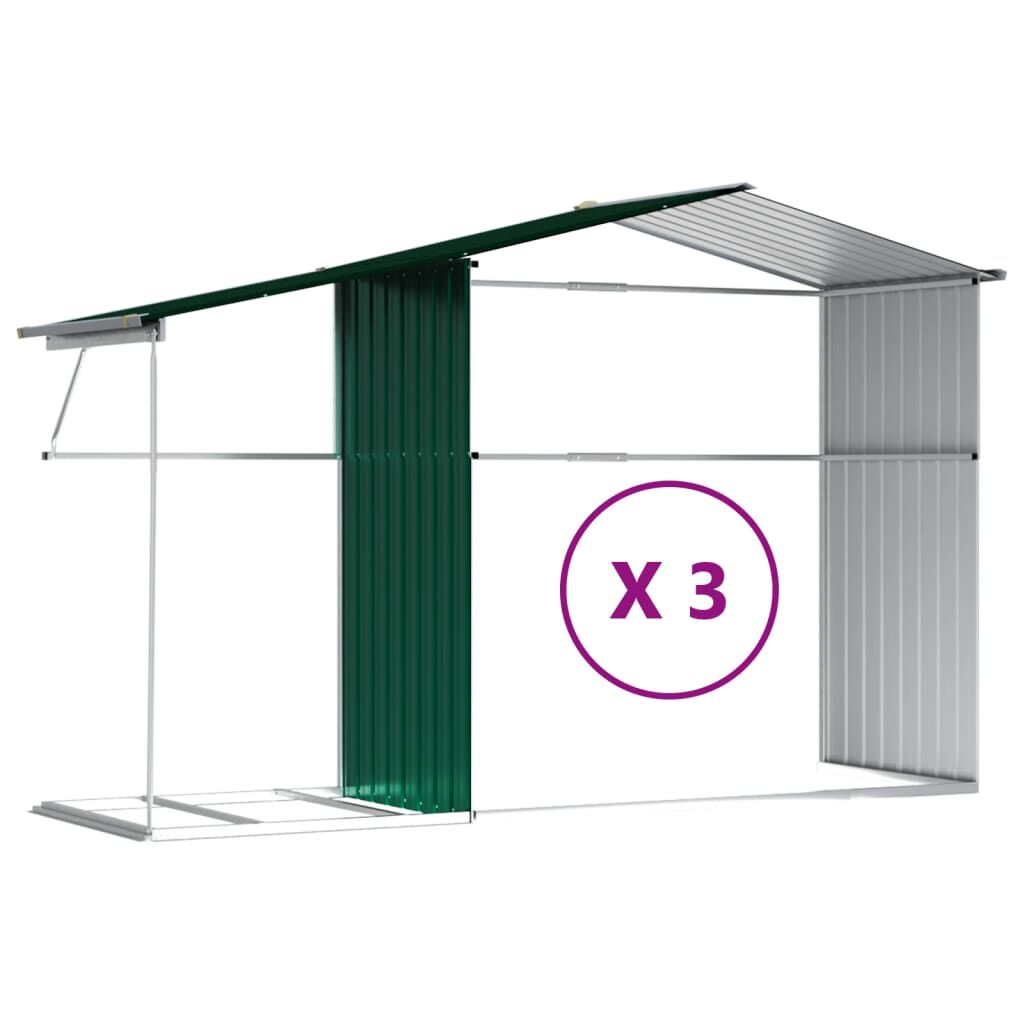 vidaXL Αποθήκη Κήπου Πράσινη 277x365,5x179 εκ. από Γαλβανισμένο Ατσάλι