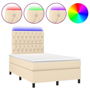 vidaXL &Kappa;&rho;&epsilon;&beta;ά&tau;&iota; Boxspring &mu;&epsilon; &Sigma;&tau;&rho;ώ&mu;&alpha; & LED &Kappa;&rho;&epsilon;&mu; 120x200 &epsilon;&kappa;. &Upsilon;&phi;&alpha;&sigma;&mu;ά&tau;&iota;&nu;&omicron;