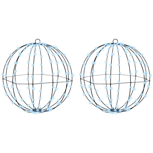 vidaXL Μπάλα με 320 LED 2 pcs Ψυχρό λευκό 50 cm Μέταλλο