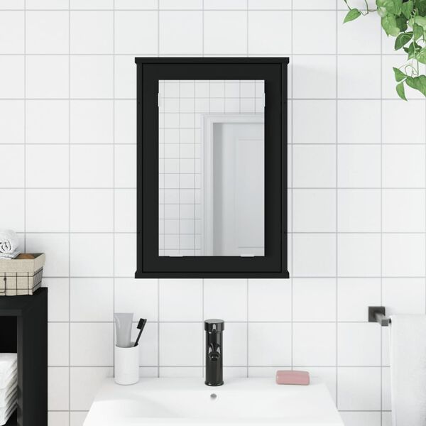 vidaXL Καθρέφτης Μπάνιου με Ντουλάπι Μαύρος 42x12x60 εκ. Επεξ. Ξύλο