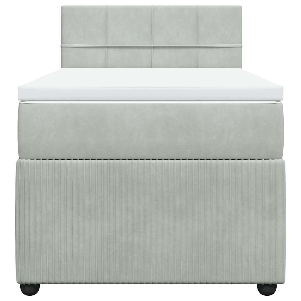 vidaXL Κρεβάτι Boxspring με Στρώμα Ανοιχτό Γκρι 100x200 εκ. Βελούδινο