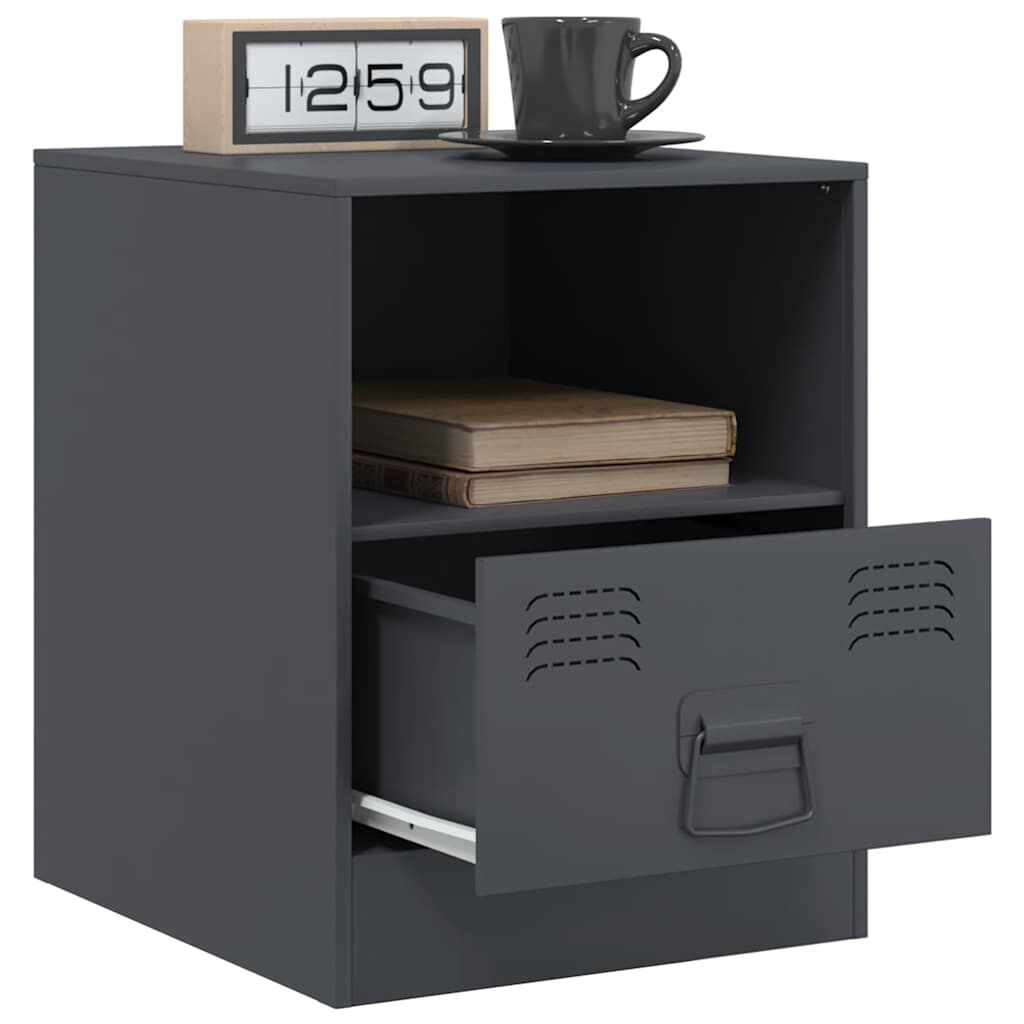 vidaXL Κομοδίνα 2 τεμ. Ανθρακί 34,5 x 39 x 44 εκ. από Χάλυβα