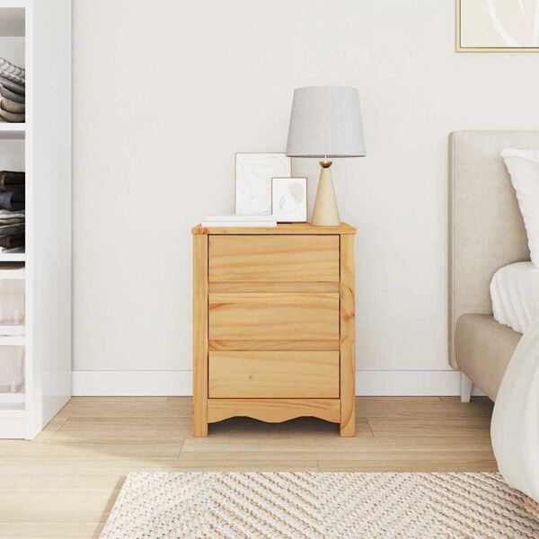 vidaXL Κομοδίνο Drammen Δρυς 45 x 35 x 56 εκ. Μασίφ ξύλο πεύκου