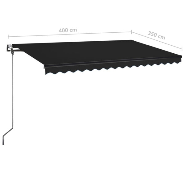 vidaXL Τέντα Αυτόματη με LED & Αισθητήρα Ανέμου Ανθρακί 400x350 εκ.