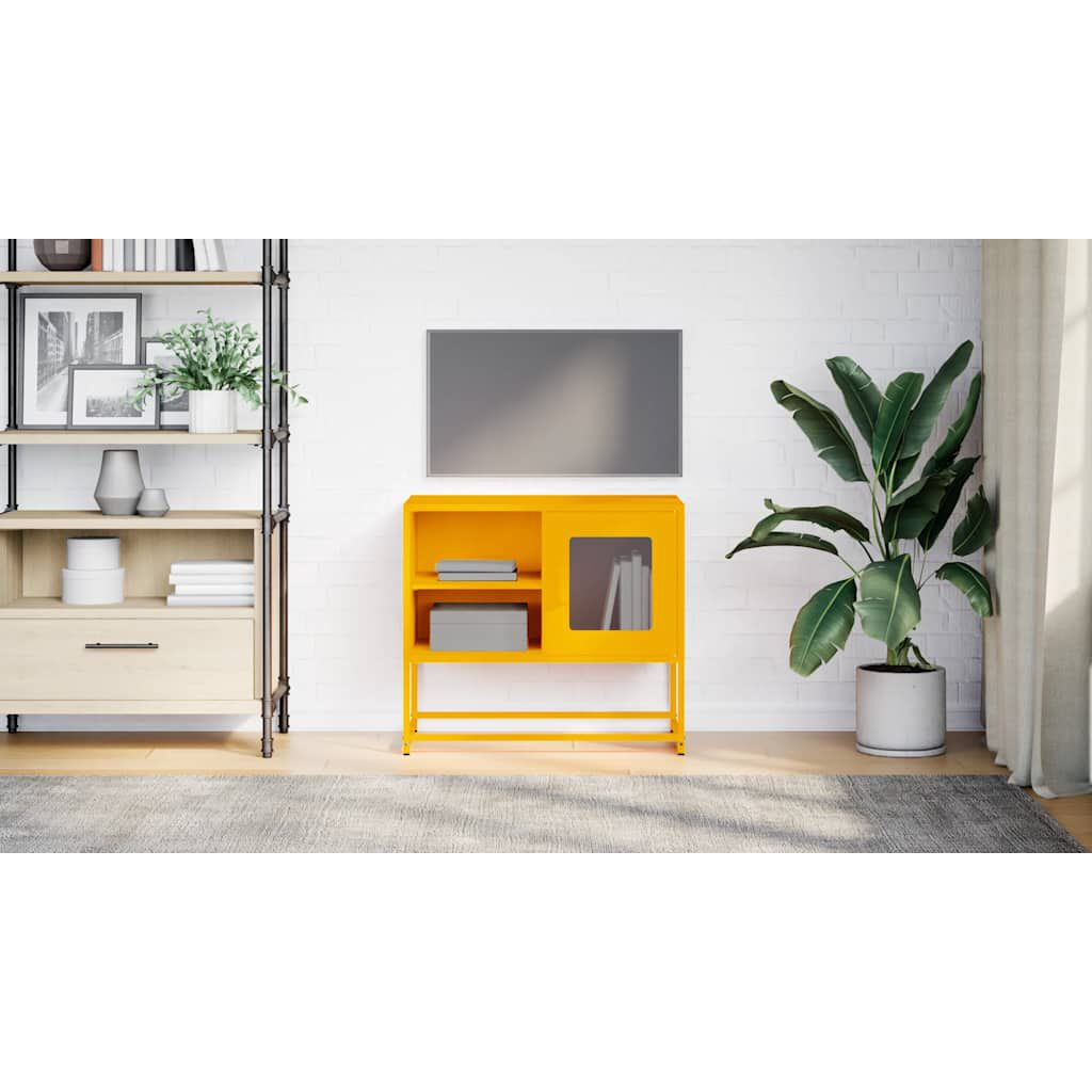 vidaXL Έπιπλο Τηλεόρασης Μουσταρδί Κίτρινο 68x39x60,5 εκ. από Ατσάλι