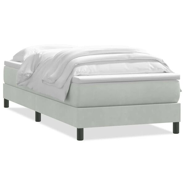 vidaXL Box Spring κρεβάτι με στρώμα ανοιχτό γκρι 80x220 cm Βελούδινο