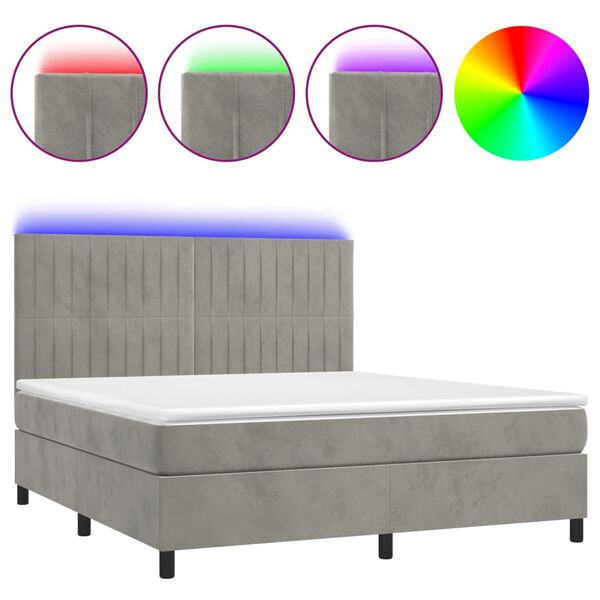 vidaXL &Kappa;&rho;&epsilon;&beta;ά&tau;&iota; Boxspring &mu;&epsilon; &Sigma;&tau;&rho;ώ&mu;&alpha; & LED &Alpha;&nu;.&Gamma;&kappa;&rho;&iota; 160x200 &epsilon;&kappa;. &Beta;&epsilon;&lambda;&omicron;ύ&delta;&iota;&nu;&omicron;