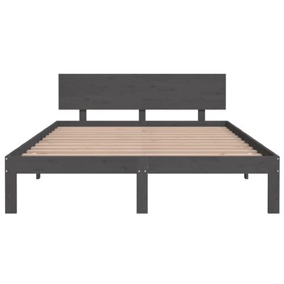 vidaXL Πλαίσιο Κρεβατιού Γκρι 140 x 200 εκ. από Μασίφ Ξύλο Πεύκου