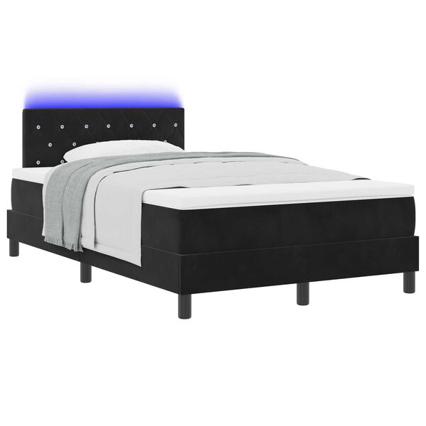 vidaXL Κρεβάτι με ελατήρια με στρώμα Μαύρο 120 x 200 cm Βελούδο