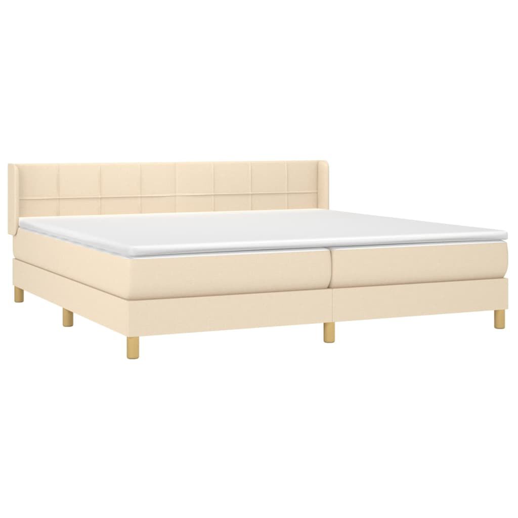 vidaXL Κρεβάτι Boxspring με Στρώμα Κρεμ 200x200 εκ. Υφασμάτινο