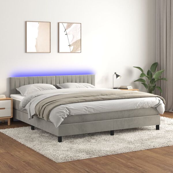 vidaXL &Kappa;&rho;&epsilon;&beta;ά&tau;&iota; Boxspring &mu;&epsilon; &Sigma;&tau;&rho;ώ&mu;&alpha; & LED &Alpha;&nu;.&Gamma;&kappa;&rho;&iota; 160x200 &epsilon;&kappa;. &Beta;&epsilon;&lambda;&omicron;ύ&delta;&iota;&nu;&omicron;