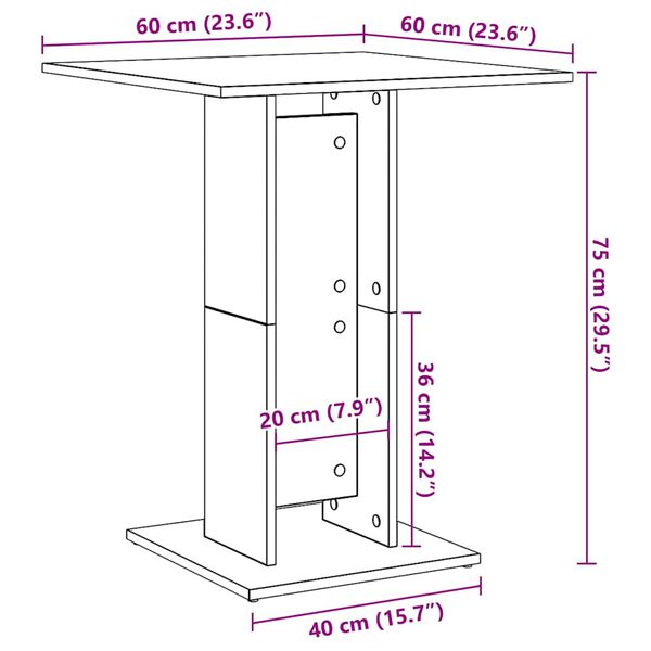 vidaXL Τραπέζι Bistro Καπνιστή Δρυς 60x60x75 εκ από Επεξεργασμένο Ξύλο