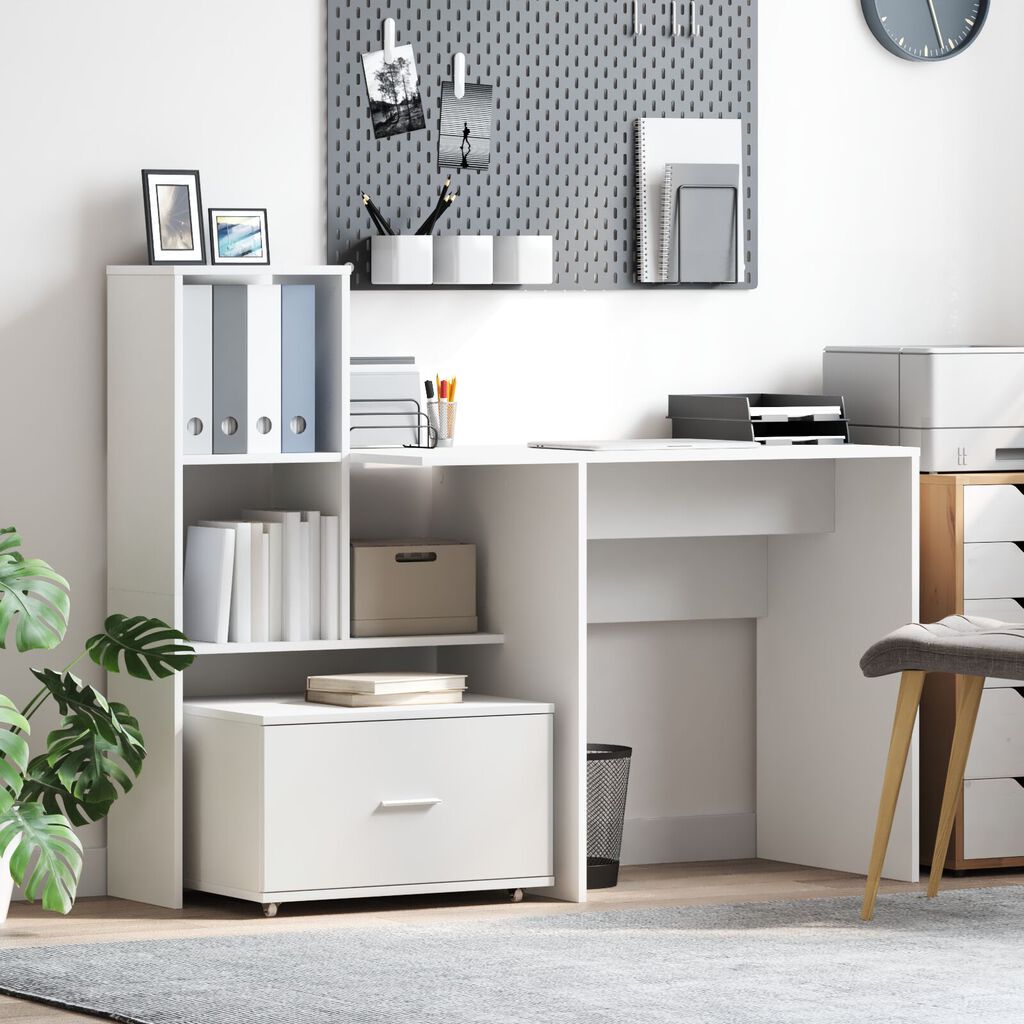 vidaXL Συρταριέρα με Ρόδες Λευκό 55x45x33.5 cm Επεξεργασμένο Ξύλο