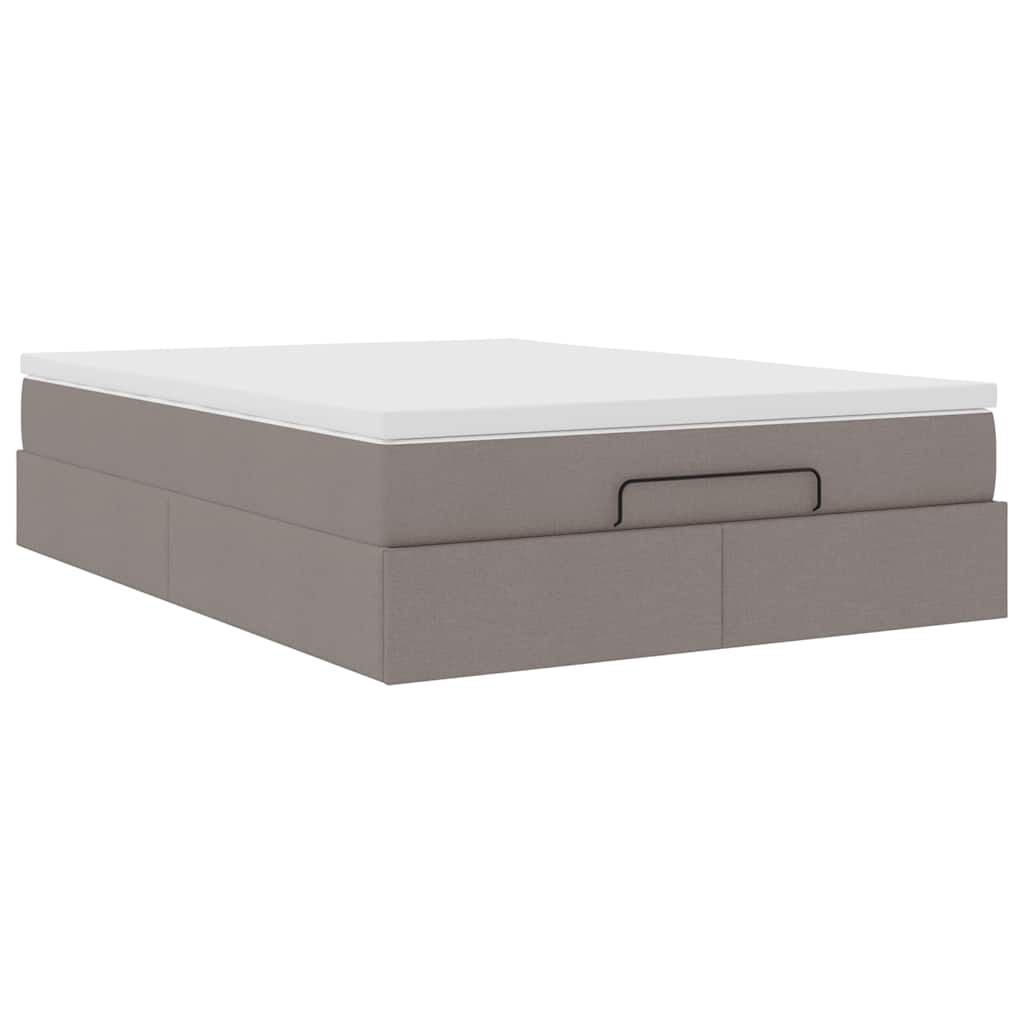 vidaXL Οθωμανικό κρεβάτι με στρώμα Taupe 140x200cm ύφασμα