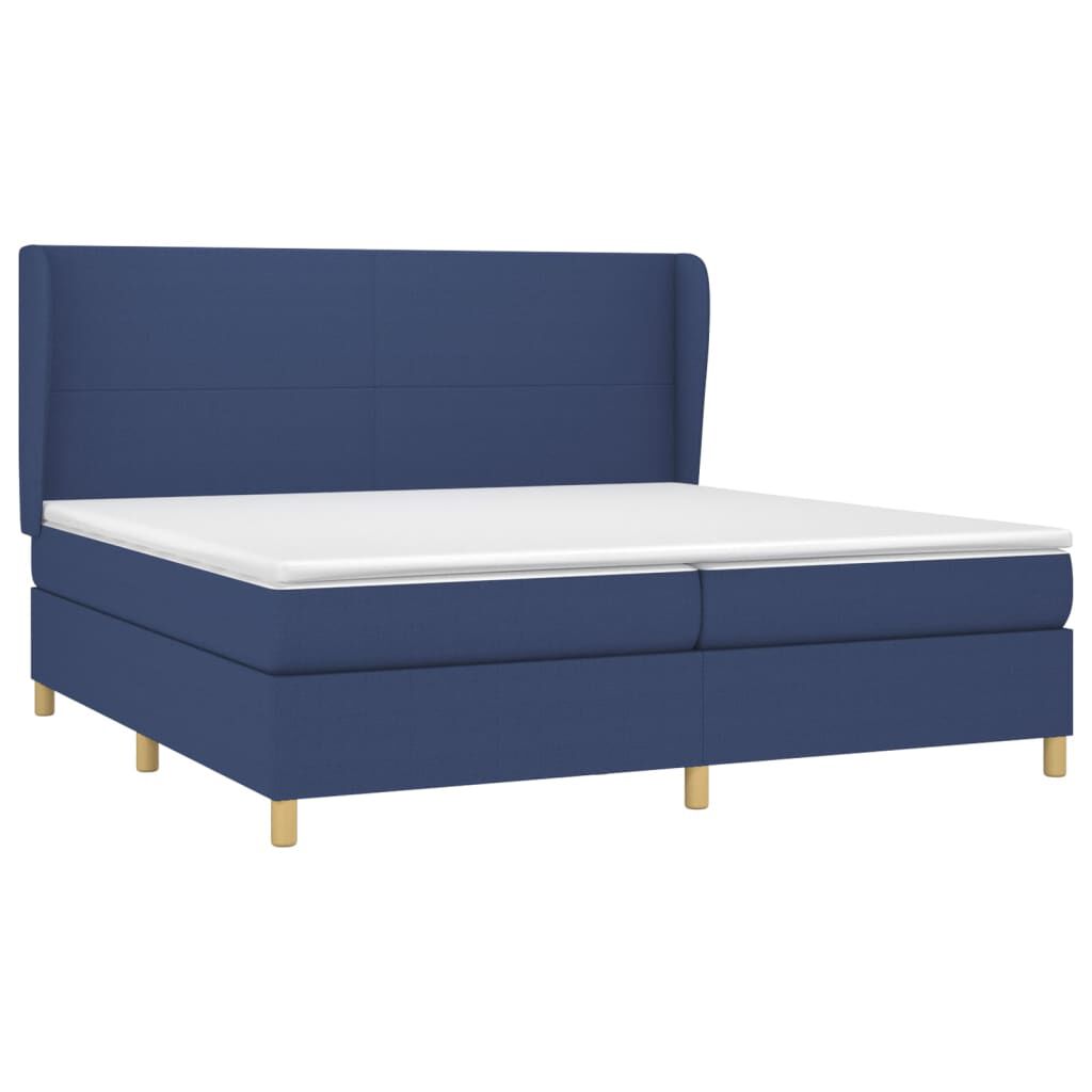 vidaXL Κρεβάτι Boxspring με Στρώμα Μπλε 200x200 εκ. Υφασμάτινο