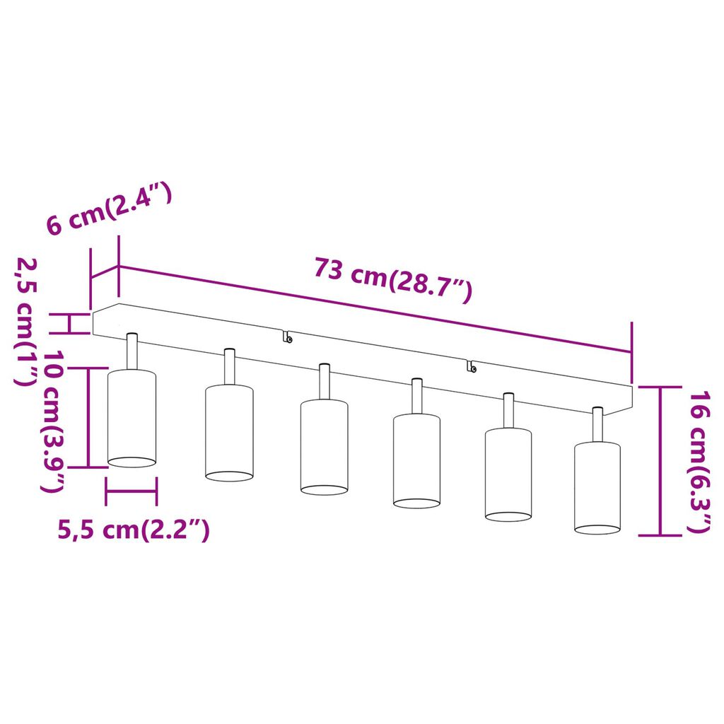 vidaXL Φωτιστικό Ταβανιού 6 Way Ρυθμιζόμενο Βουρτσισμένο Νίκελ GU10
