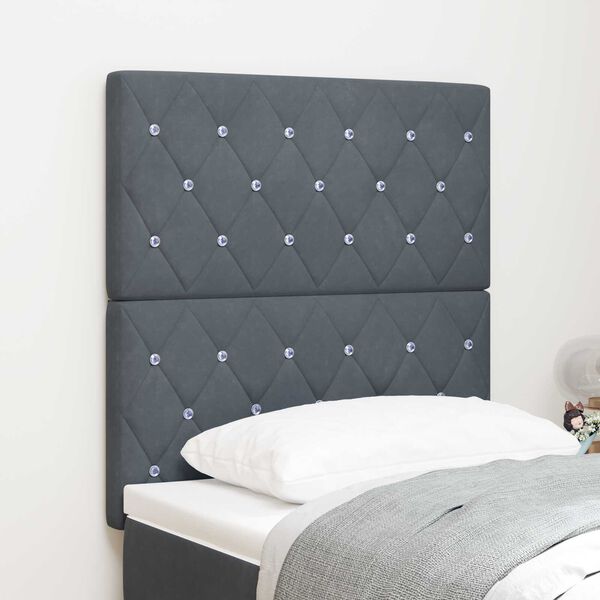 vidaXL Κεφαλάρι LED με φώτα λωρίδας LED Σκούρο γκρι 80 cm Βελούδο